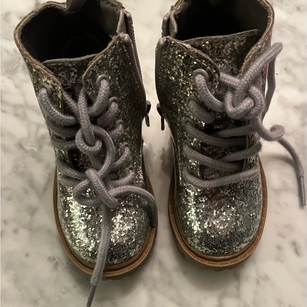 Old Navy Glittery Silver Kids Boots